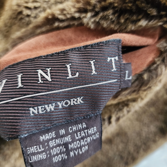 VINTAGE 100% Leather Reversible Brown Jacket Coat Women's Size L VTG - Picture 8 of 12